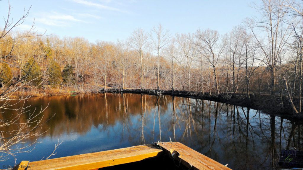 Emerald Lake from the upper deck of First Cabin at Blue Jay Farm in the Ozarks