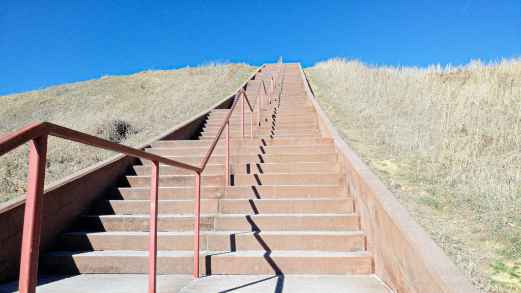 Stairs leading to the very top of Monks Mound
