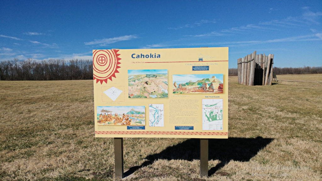 Interpretive sign at Cahokia Mounds State Historic Site