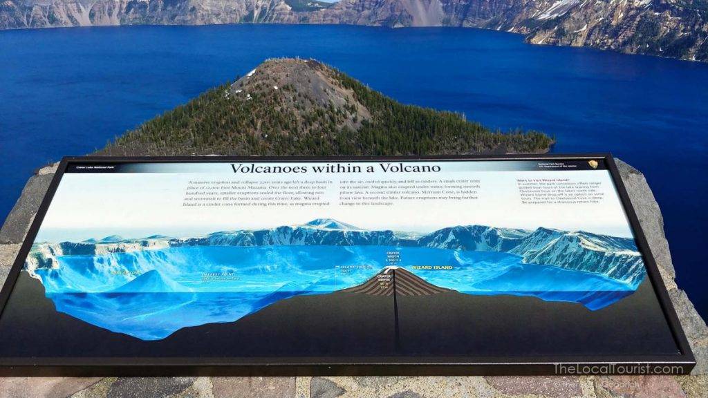Wayside exhibits tell the story of Crater Lake.