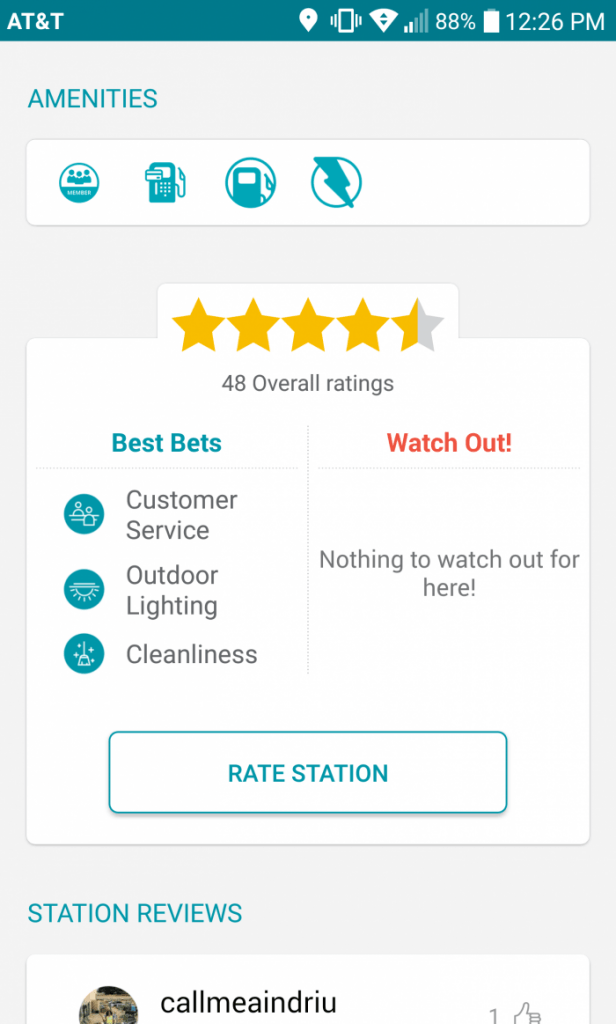 GasBuddy Station Details Screenshot