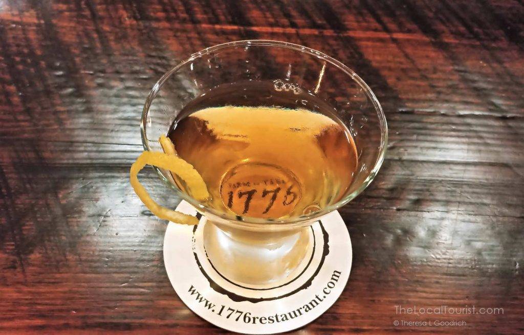 American Eagle cocktail at 1776, made with Few American Whiskey, Giffard Ginger of the Indies, Italicus, and orange bitters