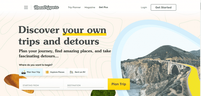 Home page for roadtrippers.com