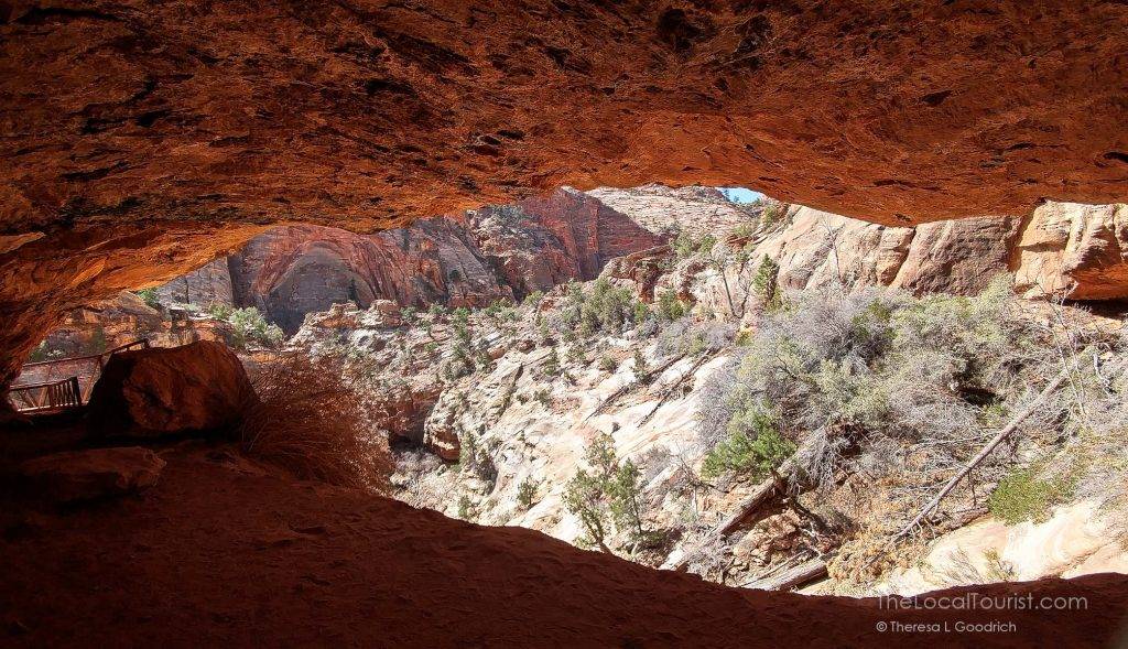 Looking out from under the rock at Zion National Park