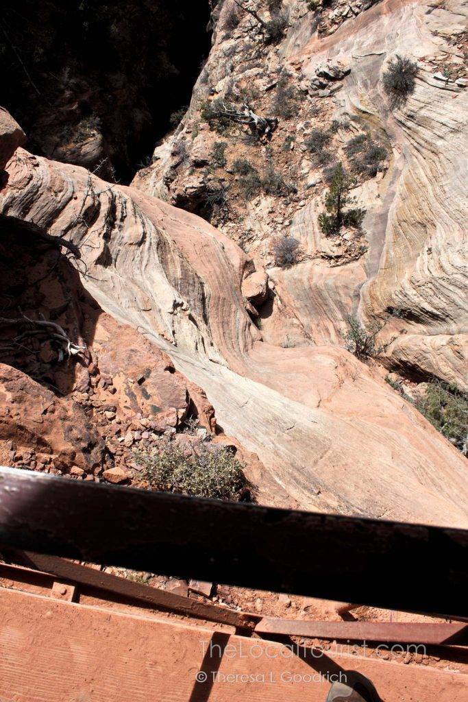 Looking down from the trail into the canyon