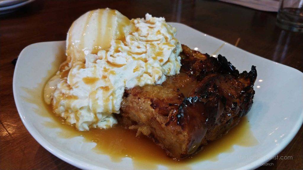 Warm apple bread pudding at Big Woods Restaurant