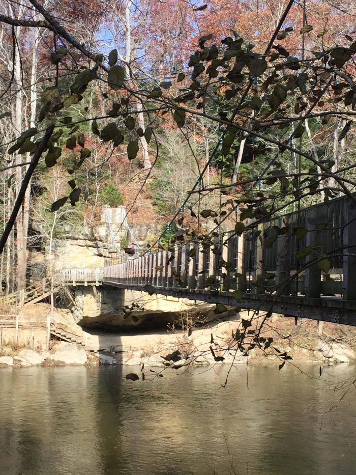 Suspension bridge over Sugar Creek in Turkey Run State Park
