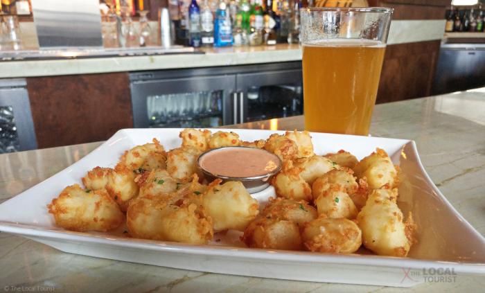 Clock Tower Cheese Curds and New Glarus Spotted Cow at The Edgewater in Madison, Wisconsin